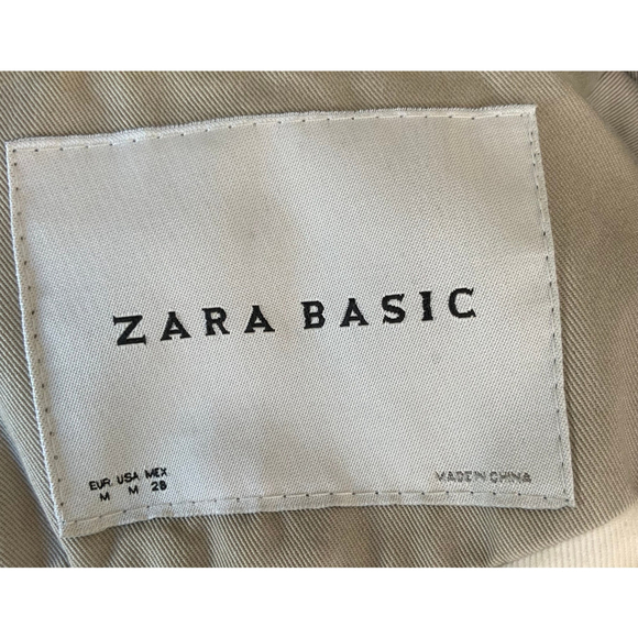 Zara Basic Womens Trench Coat Sz Med Beige Double Breasted Collard Neck Corpcore - Picture 15 of 16